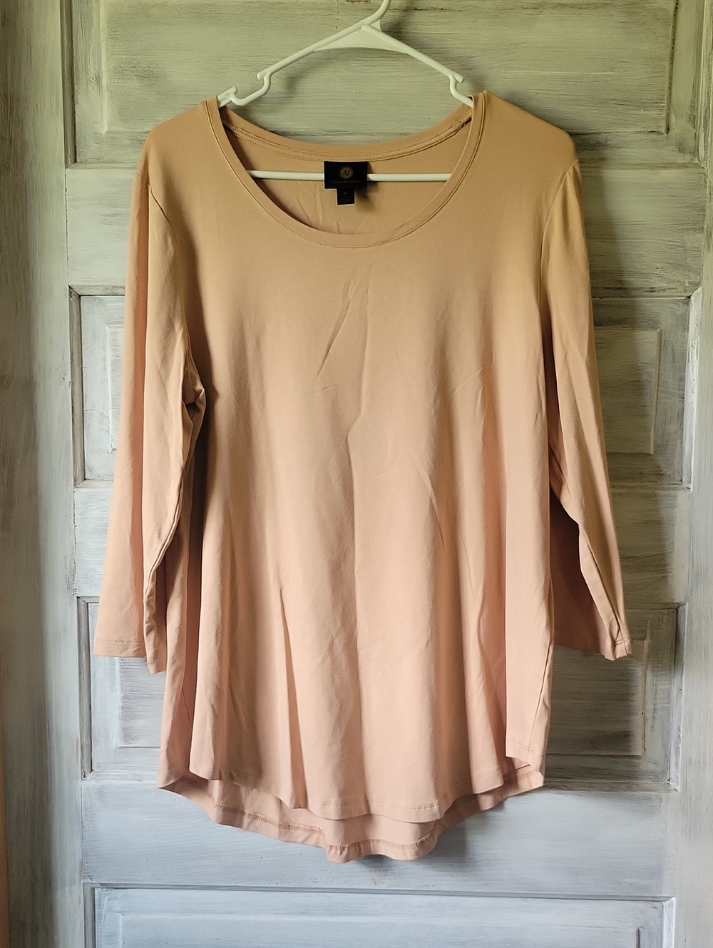 JM Collection Blush Long Sleeve Scoop Neck Tunic Medium